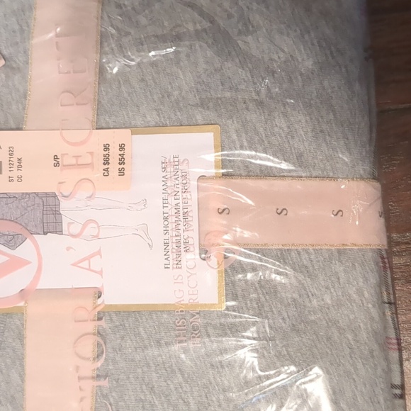 New Flannel Long-Sleeve Short Tee-Jama Set S/P - Picture 6 of 7